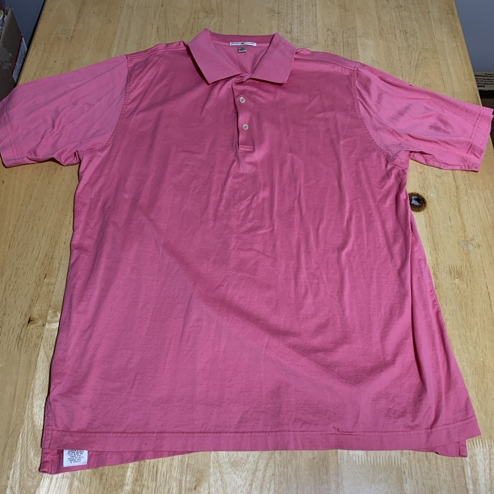 PETER MILLAR Mens  Sport  Polo Golf Shirt Size XL Pink‎ Made In Korea